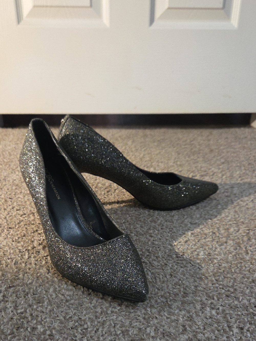 BCBGeneration Sparkle Pointed-Toe Women's Pumps  Glitter Silver Black Gold Heel